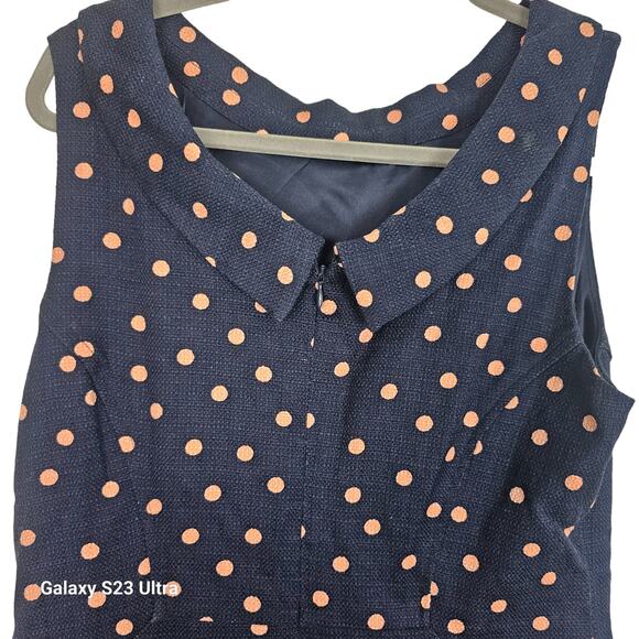 Boden Dress Sheath Dress Knee Length Dress Polka Dot Dress 10R Blue Martha - Picture 2 of 12